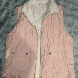 Reversible pink and cream vest